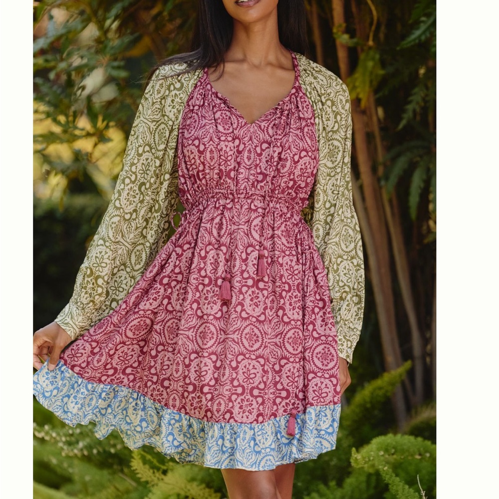 Anthropologie Mahila Long-Sleeve Tie-Front
Mini Dress. Size S. MSRP $118